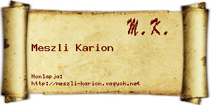 Meszli Karion névjegykártya